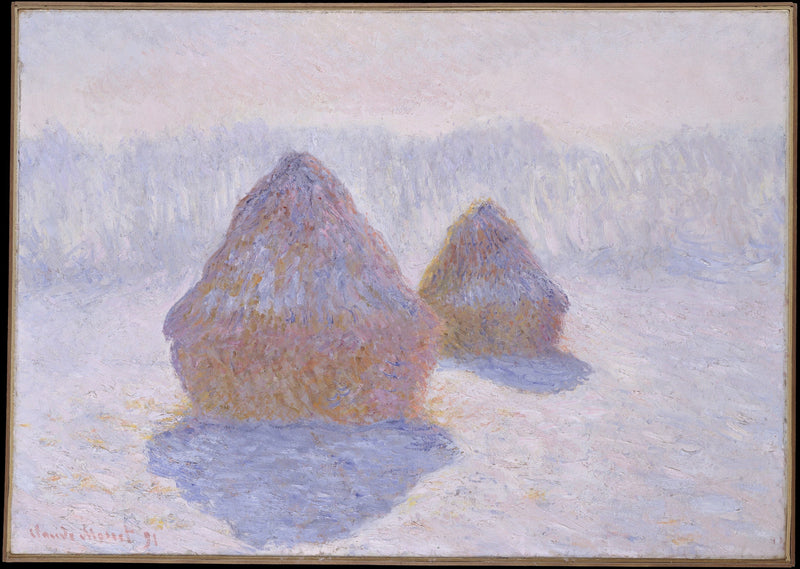 Taşlama taşları, kar ve güneş etkisi W1279 - Claude Monet