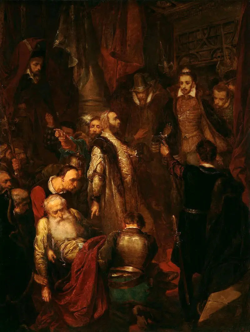 Jan Matejko tarafından Henryk Walezy'nin taç giyme töreninde Wapowski'nin öldürülmesi - Jan Matejko