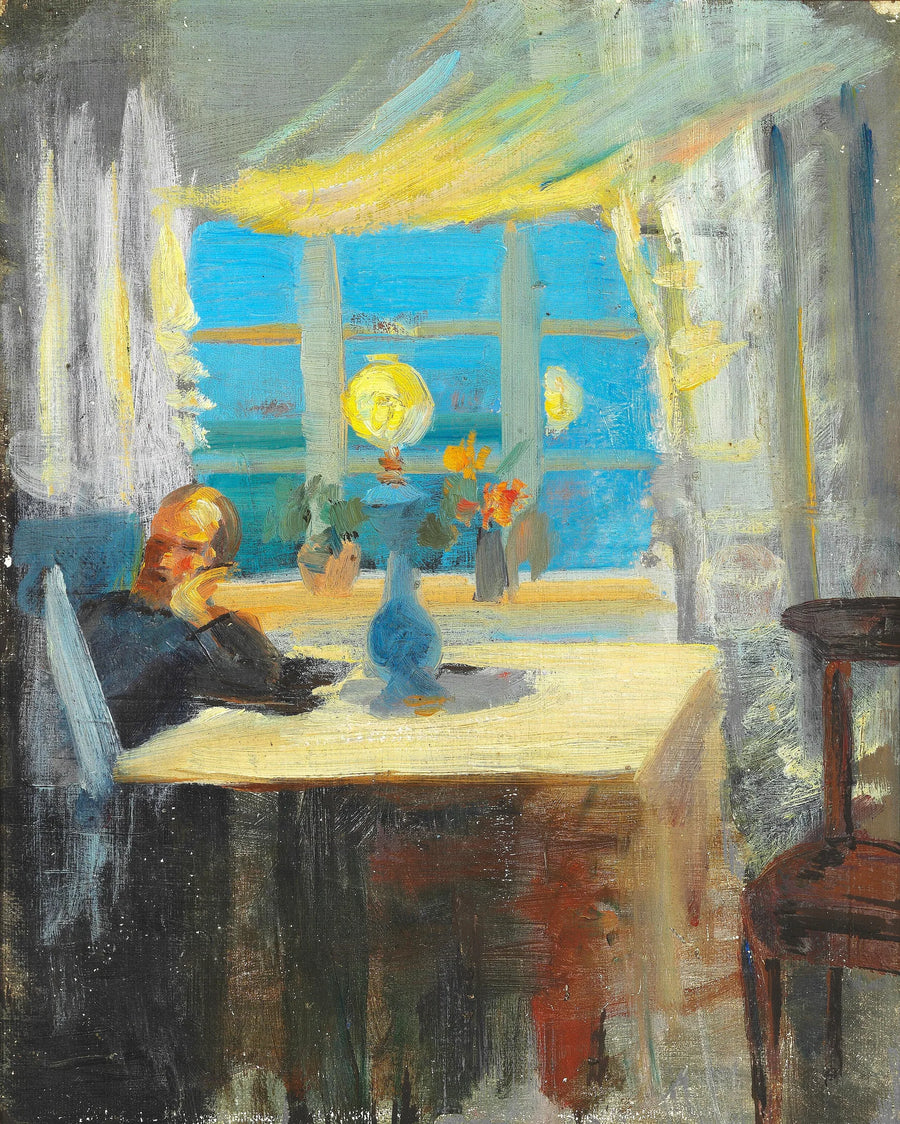 Michael Ancher gazeteyi okuyor - Anna Ancher