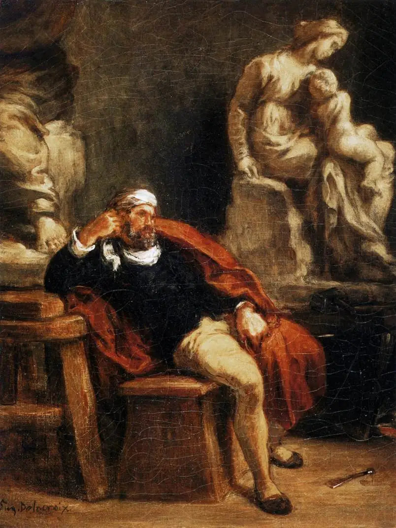Atölyesinde Michel-Ange - Eugène Delacroix