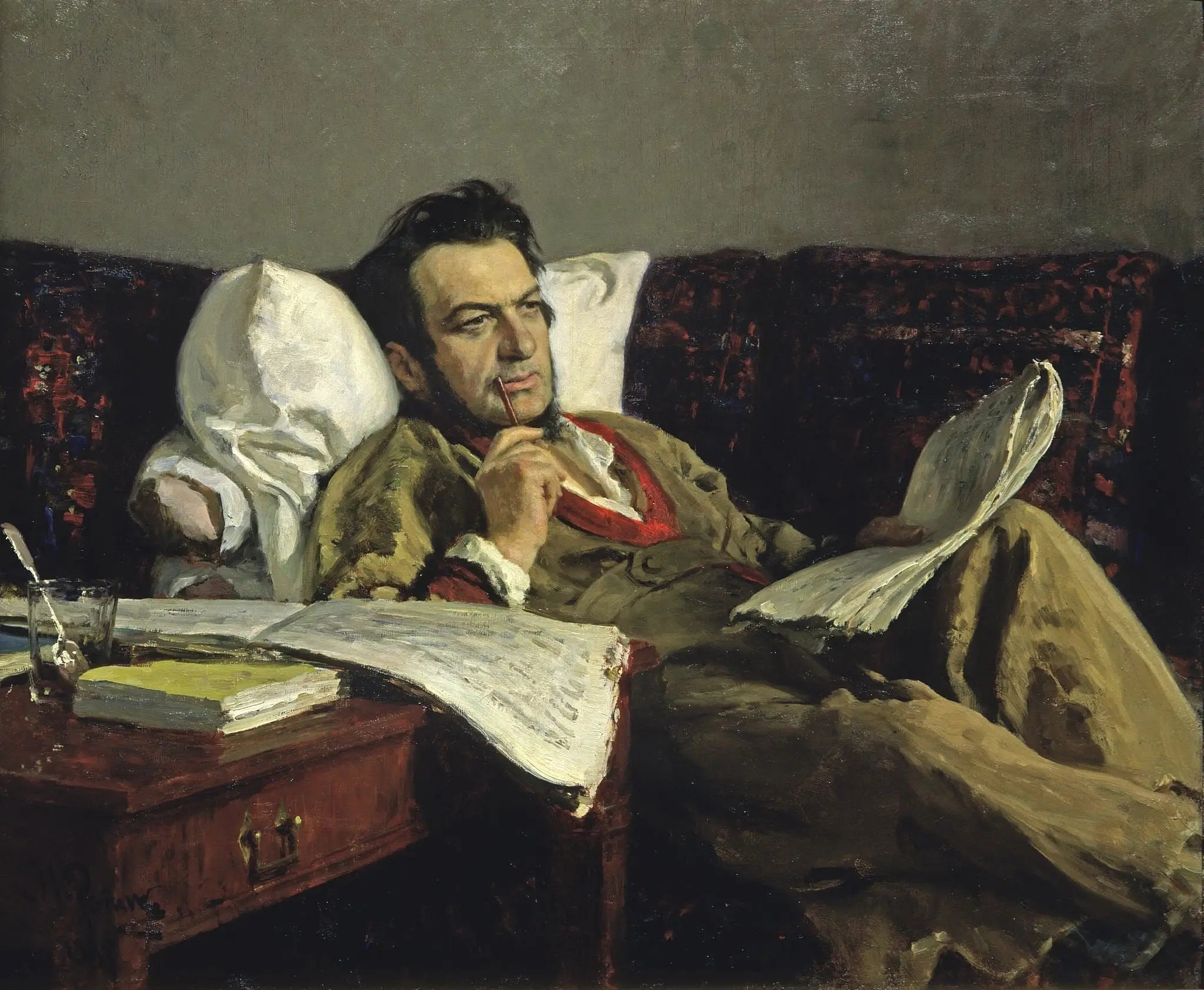 Mikhaïl Ivanovitch Glinka pendant la composition de l’opéra « Rouslan et Ludmila » - Ilya Repin - Alpha Reproduction