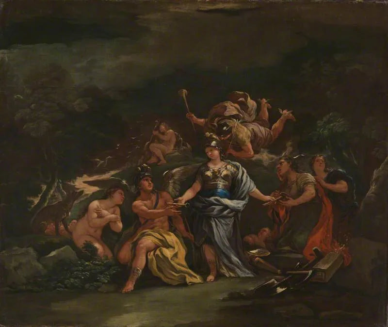 Minerve, sanatlar ve bilimlerin koruyucusu - Luca Giordano