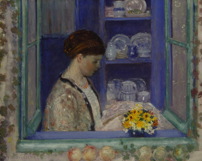 Mme Frieseke'nin mutfak penceresindeki resmi - Frederick Carl Frieseke
