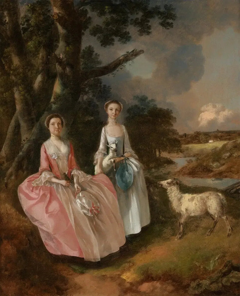 Mme Mary Cobbold ve Mlle Cobbold, bir kuzu ve bir koyun ile - Thomas Gainsborough