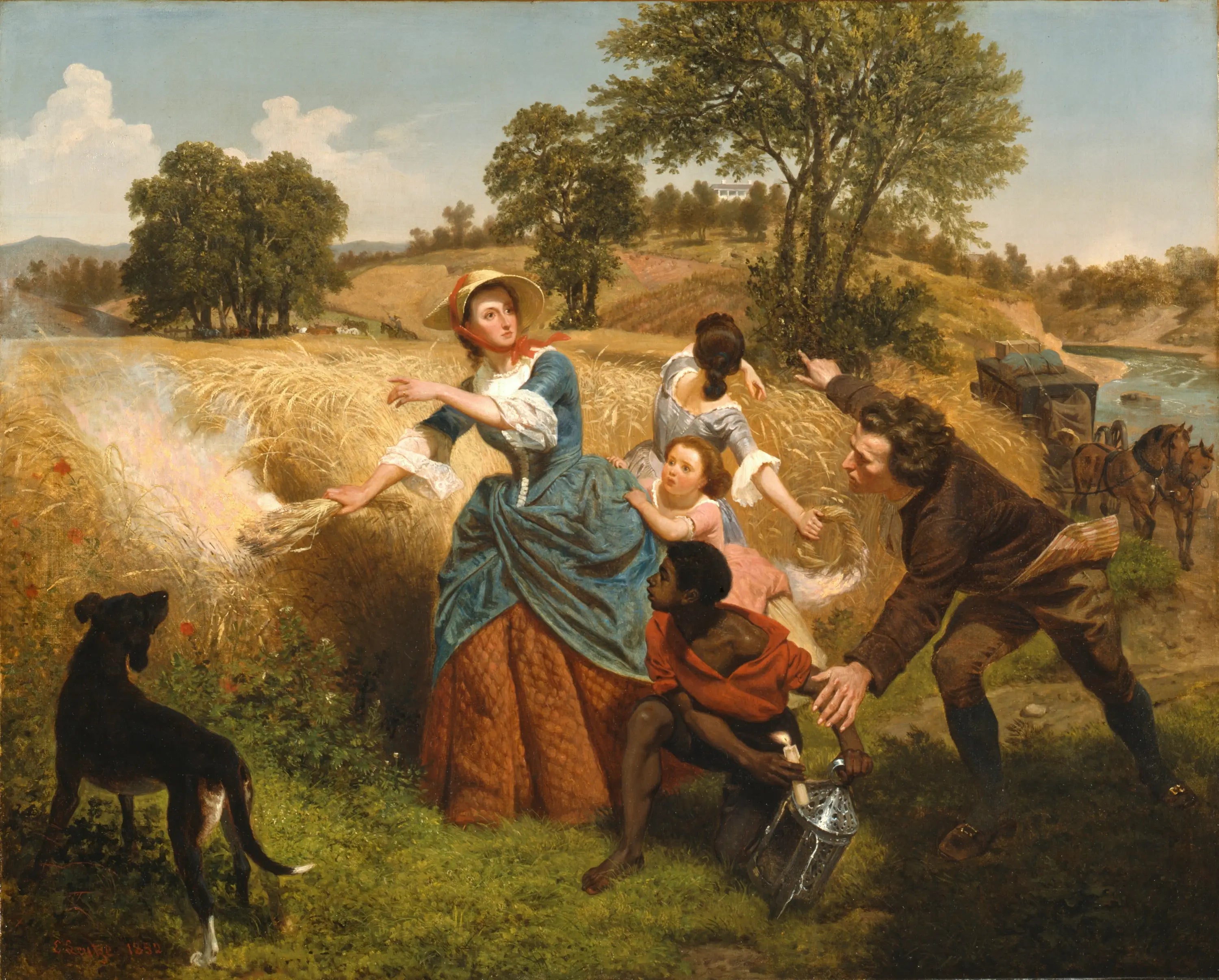 Mme Schuyler brûle ses champs de blé à l’approche des Britanniques - Emanuel Leutze - Alpha Reproduction