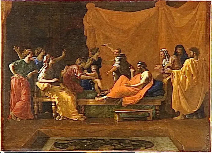 Nicolas Poussin - Firavun Taçını Çocuk Moses'un Ayaklarıyla Ezip Geçen Tablo