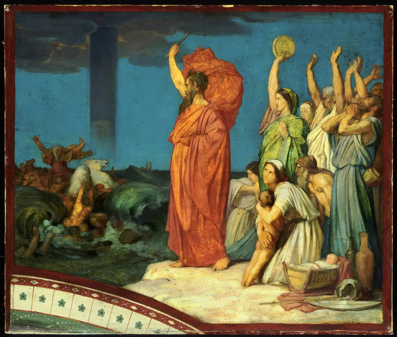 Musa'nın Mısırlı ordusunun üzerine kapanması için sulara emretmesi - Hippolyte Flandrin