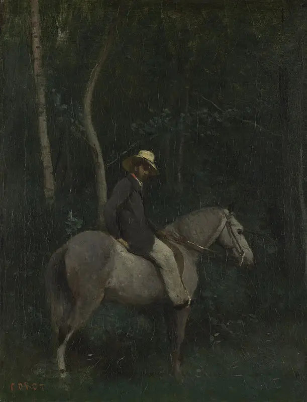 Monsieur Pivot üzerinde atlı - Jean-Baptiste Camille Corot