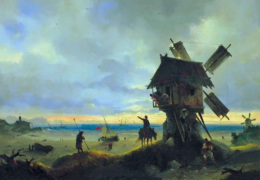 Deniz Kenarında Rüzgar Gülü - Ivan Aïvazovski