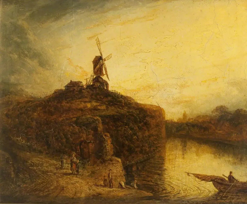 Rüzgar değirmeni ve nehir üzerinde - Rembrandt