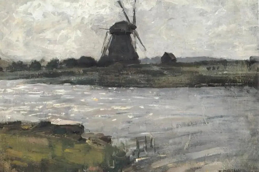 Landzicht çiftliğinin iskelesinden görülen Oostzijdse Değirmeni - Piet Mondrian