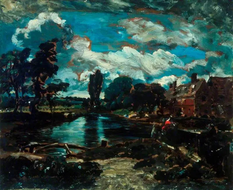 Flatford Yelkenliği ve Stour üzerindeki bir su tahliyesinden manzara - John Constable