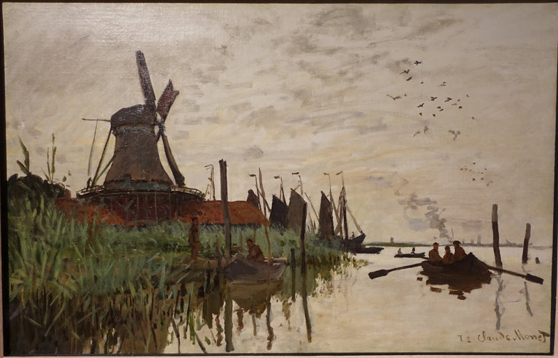 Zaandam W177 - Claude Monet yakınındaki yel değirmeni ve tekneler
