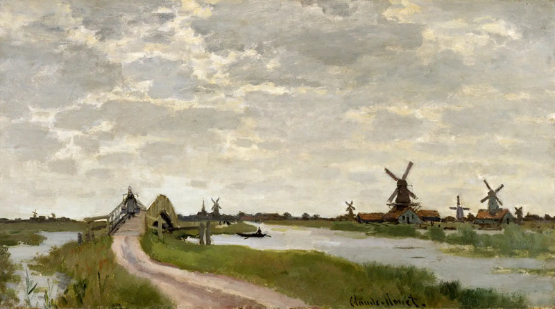 Zaandam yakınlarındaki yel değirmenleri - Claude Monet