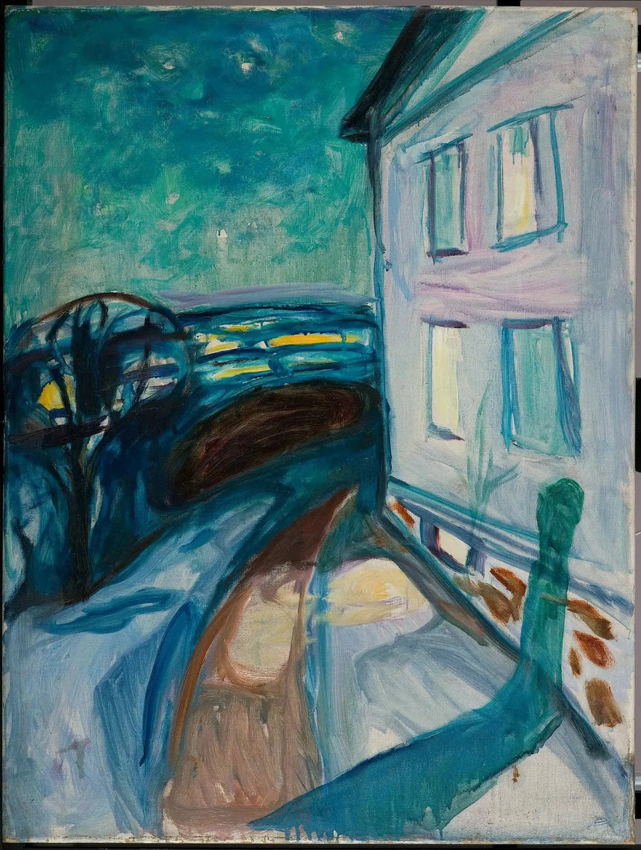 ay ışığında ev duvarı - Edvard Munch
