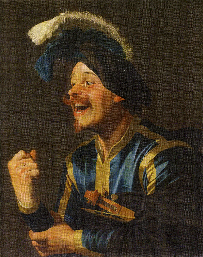 Güler yüzlü müzisyen ve kolunda keman - Gerrit van Honthorst