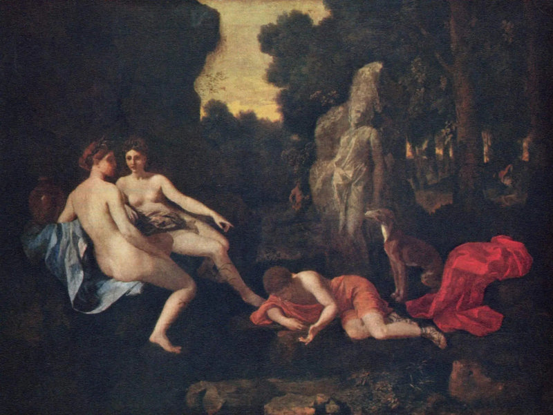 Narkissos ve İki Nymphe ve Eko - Nicolas Poussin