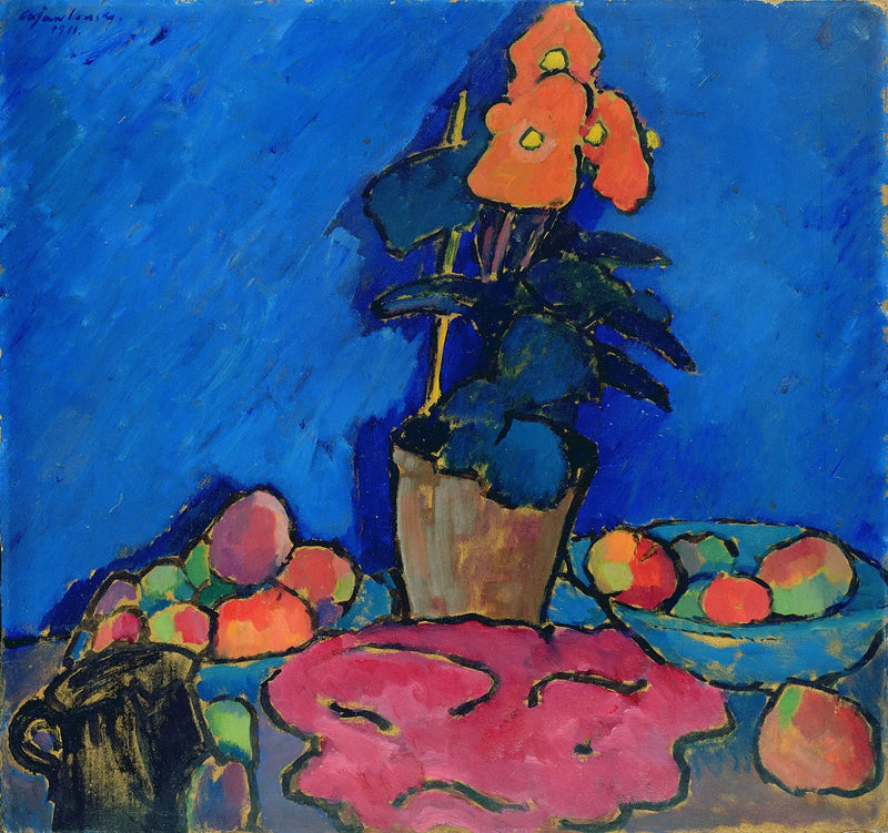 Beyaz Bégonya ile Natürmort - Alexej von Jawlensky