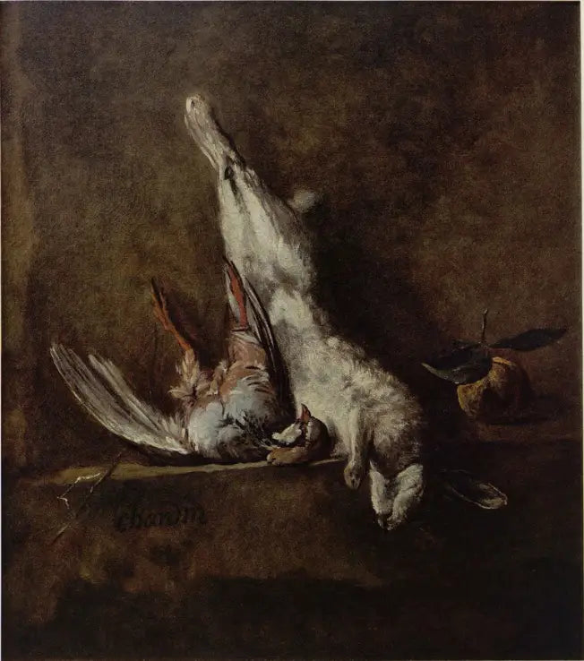 Tablo: Tavşan ve keklikli natürmort - Jean Simeón Chardin