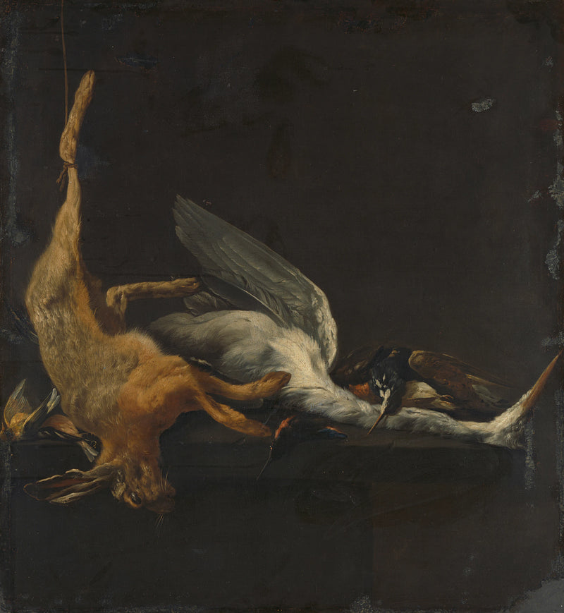 Nature morte au lièvre, au héron et à d'autres volailles - Elias Vonck