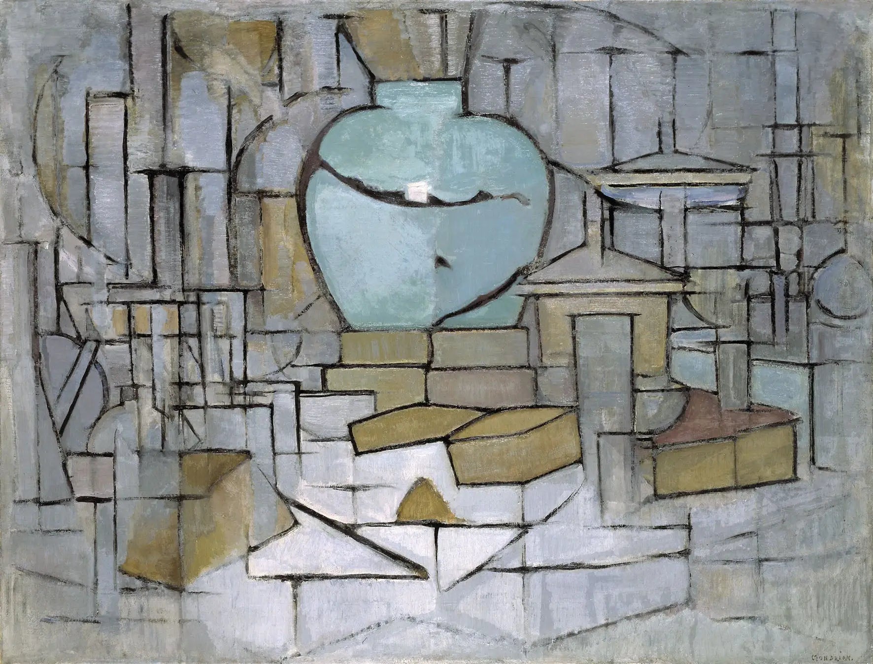 Reproduction du tableau « Nature morte au pot de gingembre II - Piet Mondrian » par Alpha Reproduction en peinture à l’huile