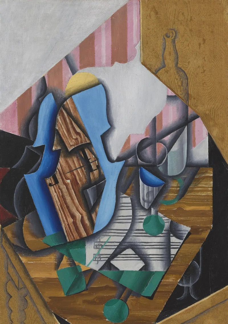 Violonsuz ve nota kağıdıyla doğa resmi - Juan Gris