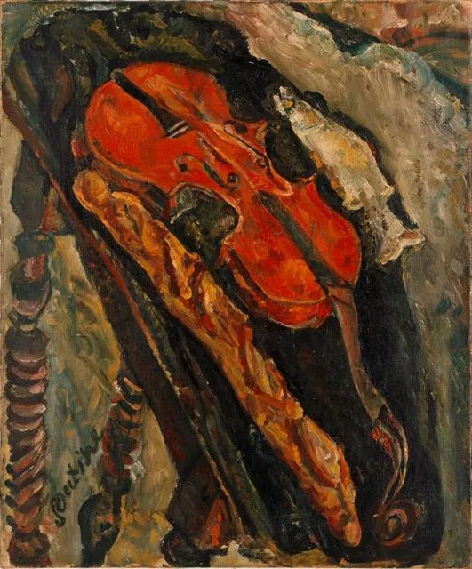 Doğa Manzarası, Keman, Ekmek ve Balık - Chaim Soutine