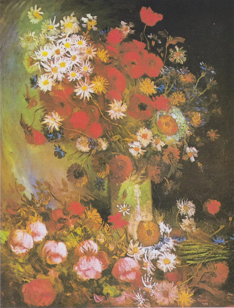 Çiçekli Kır Çiçekleri ve Güller ile Natürmort - Vincent van Gogh