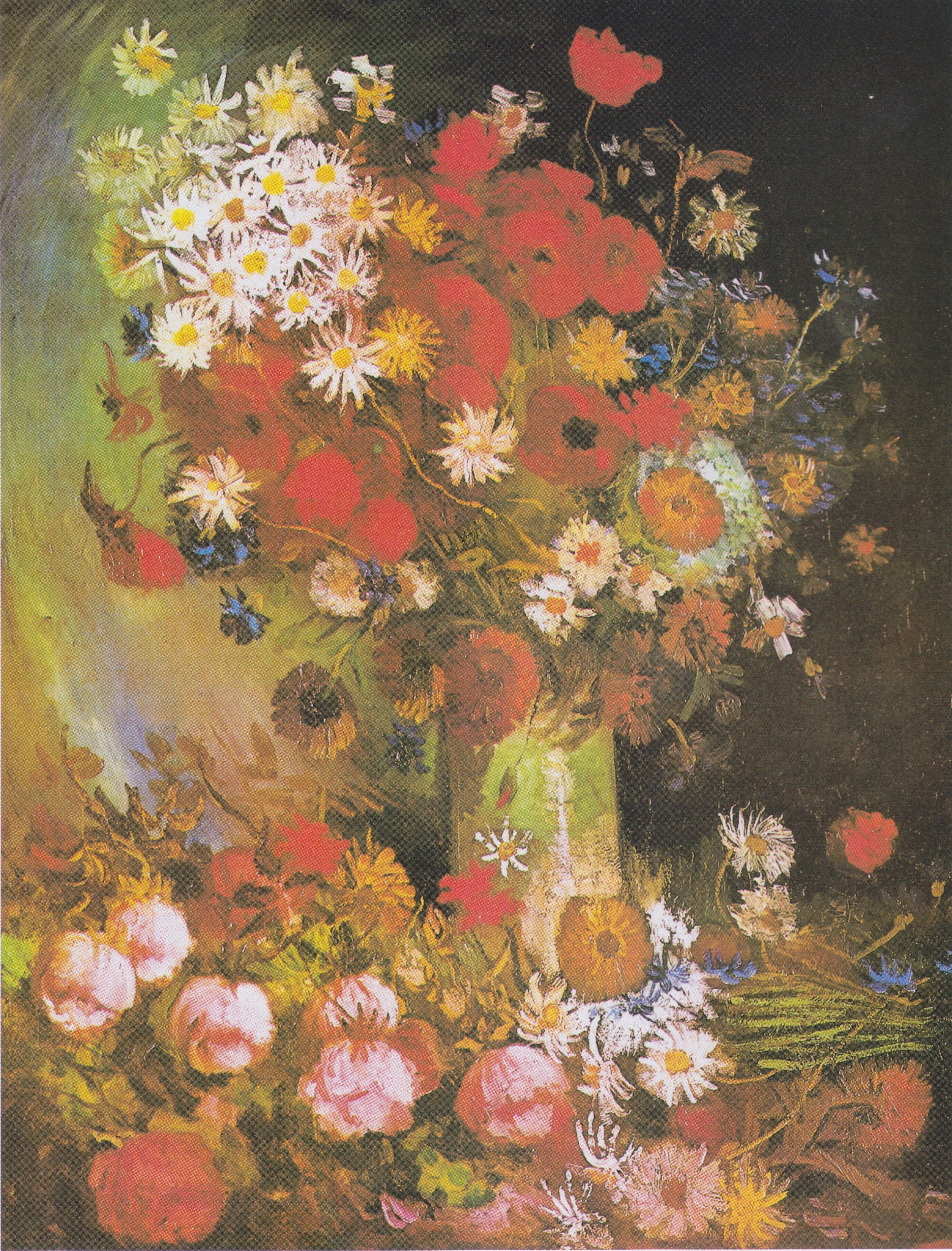 Reproduction du tableau « Nature morte aux fleurs des prés et aux roses - Vincent van Gogh » par Alpha Reproduction en peinture à l’huile