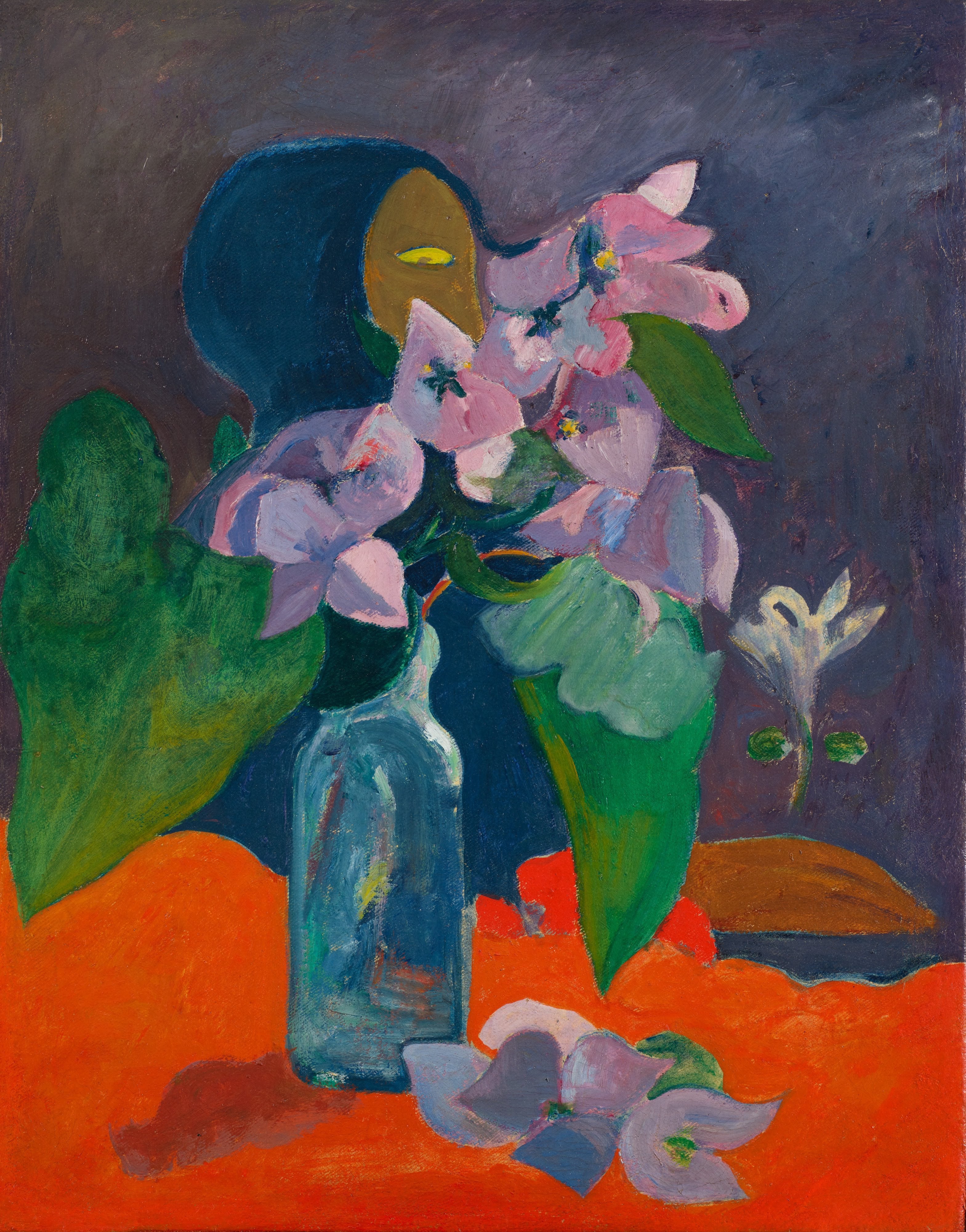 Reproduction du tableau « Nature morte aux fleurs et à l'idole - Paul Gauguin » par Alpha Reproduction en peinture à l’huile