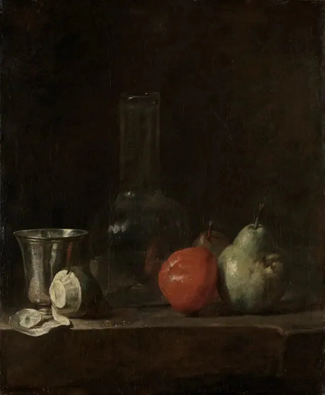 Meyve ve cam vazo ile natürmort - Jean Simeón Chardin