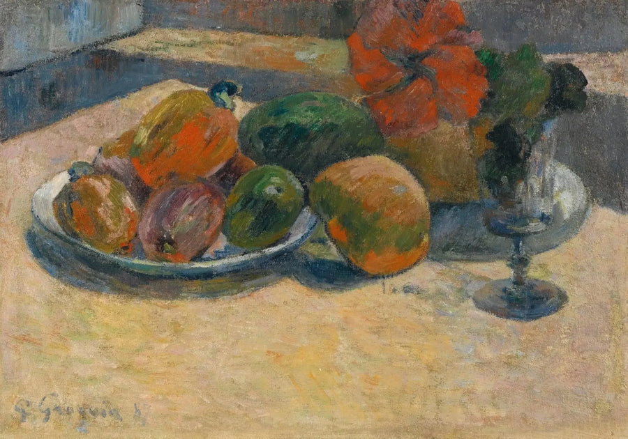 Mango ve hibiskus çiçeği ile doğa ölüsü - Paul Gauguin