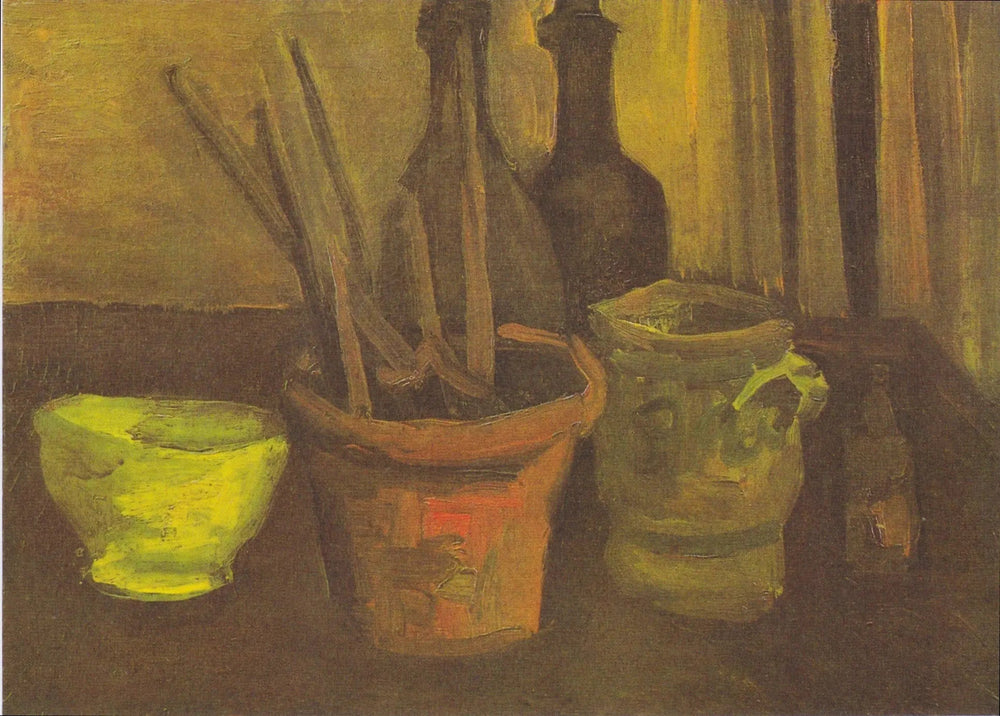 Nature morte aux pinceaux dans un pot - Vincent van Gogh image 1 copie peinte à la main à l’huile