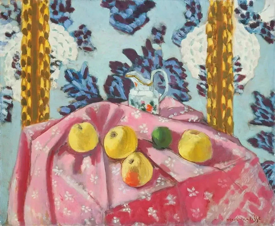 Pembe örtü üzerinde elmalı natürmort - Henri Matisse