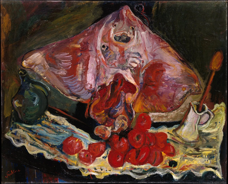 Doğa Manzarası ve Çizgili Balıklar - Chaim Soutine