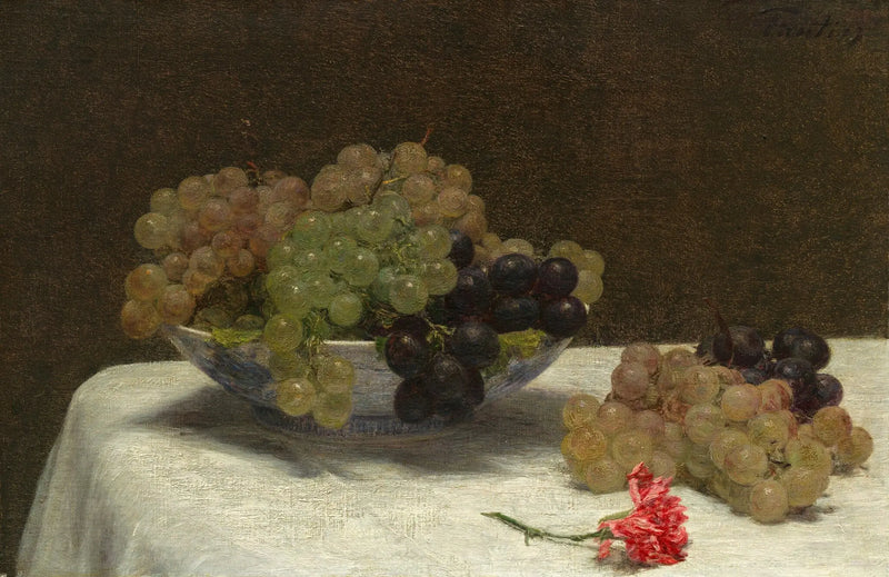Meyve Sepetinde Üzümler ve Bir Karanfil - Henri Fantin-Latour