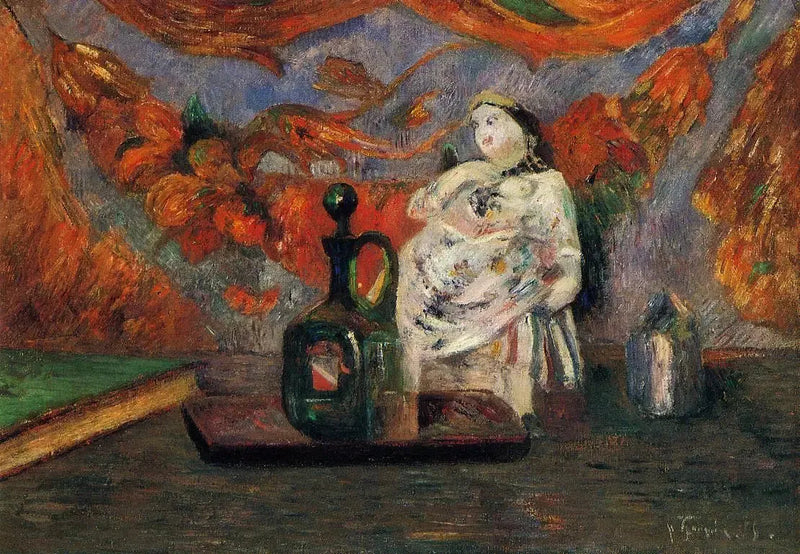 Karaf ve figür ile doğa ölüsü - Paul Gauguin
