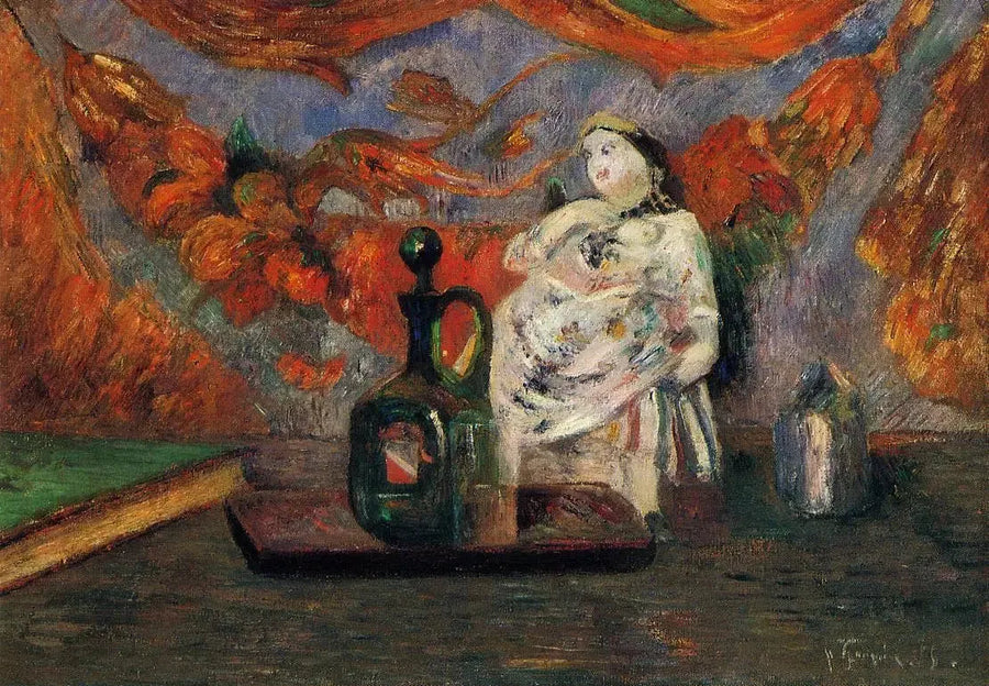 Karaf ve figür ile doğa ölüsü - Paul Gauguin