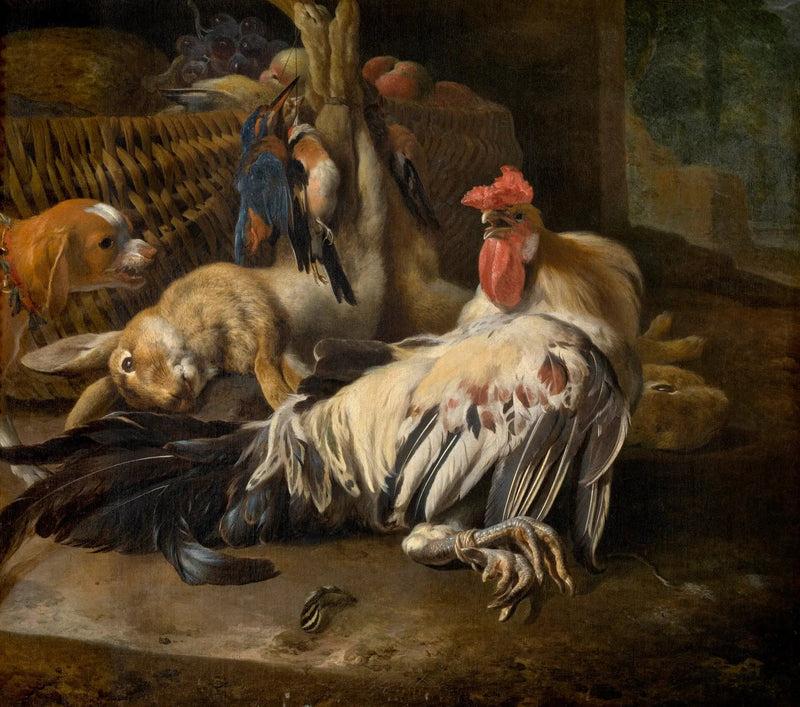 Ölü Doğa ve Horoz - Melchior de Hondecoeter