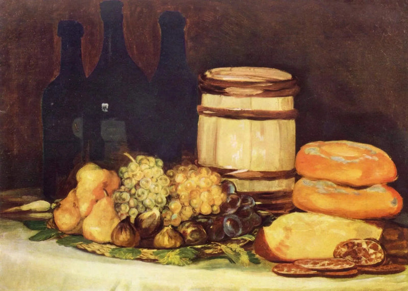 Meyve, şişe, ekmeklerle doğa ölüsü - Francisco de Goya