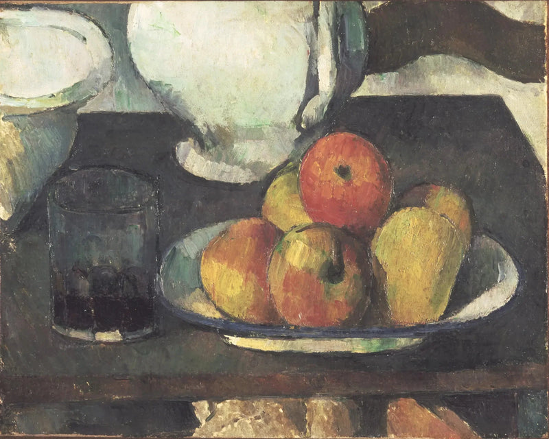 Meyveler ve bir kadeh şarap ile Natürmort - Paul Cézanne