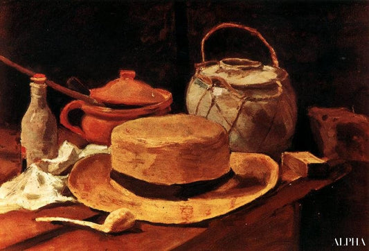 Nature morte avec le chapeau de paille jaune - Van Gogh - Reproductions de tableaux et peintures haut de gamme