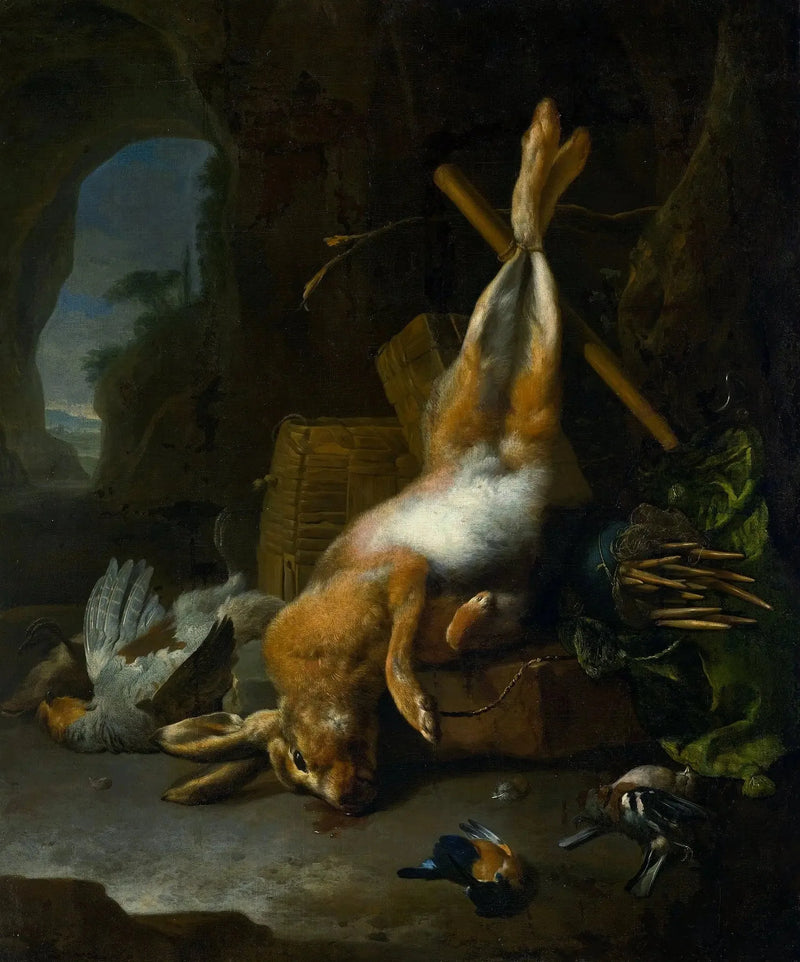 Av hayvanı ve av ödülü ile natürmort - Melchior de Hondecoeter