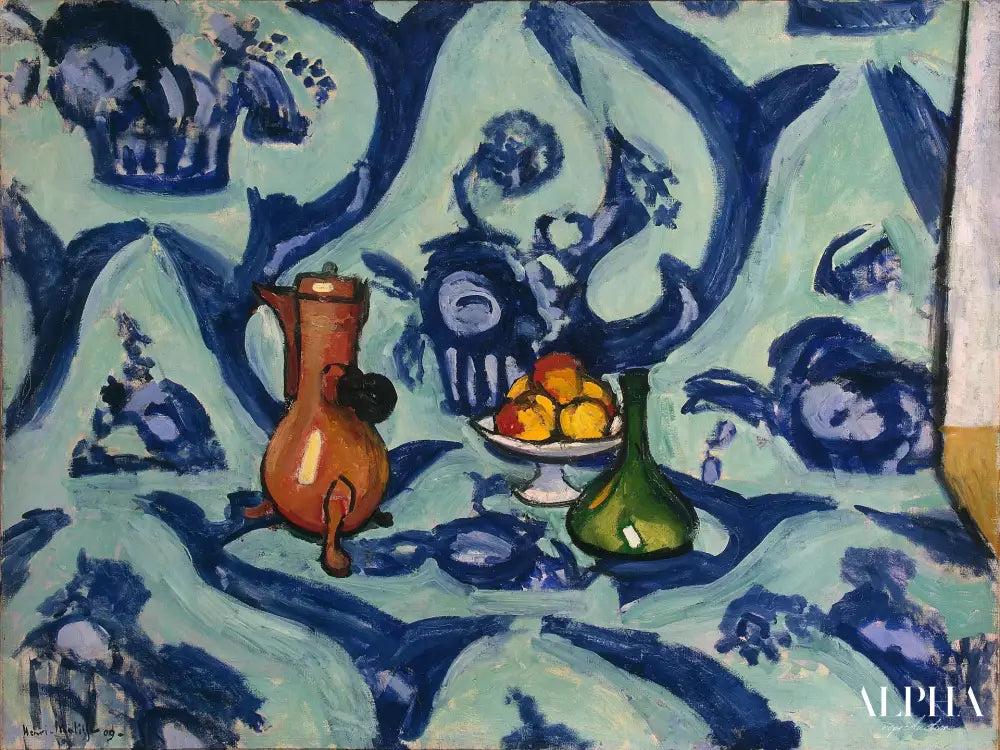 Nature morte avec nappe bleue - Matisse - Reproductions de tableaux et peintures haut de gamme