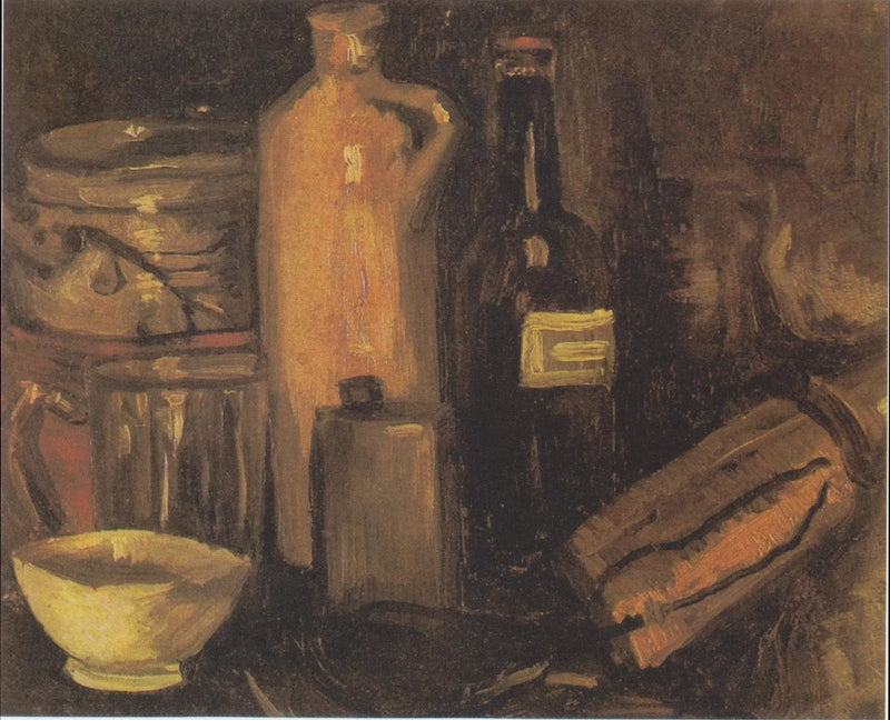 Saksılar, kavanozlar ve şişelerle Natürmort - Vincent van Gogh