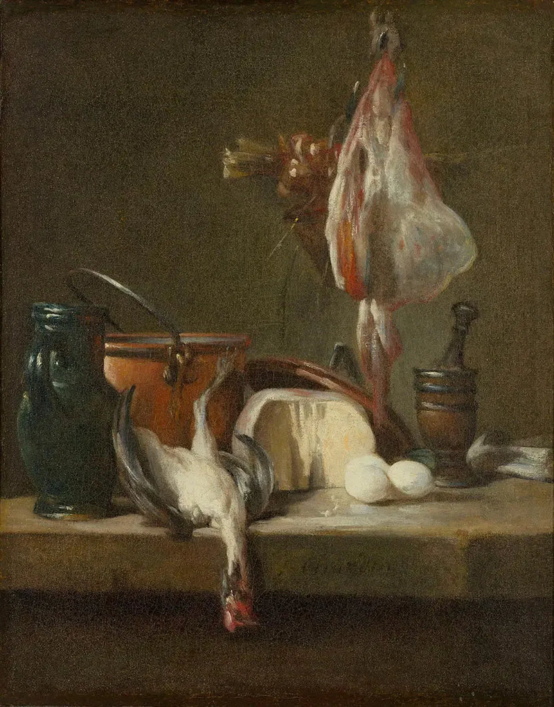 Doğa Manzarası ve Yılanbalığı ile Soğan Sepeti - Jean Simeón Chardin