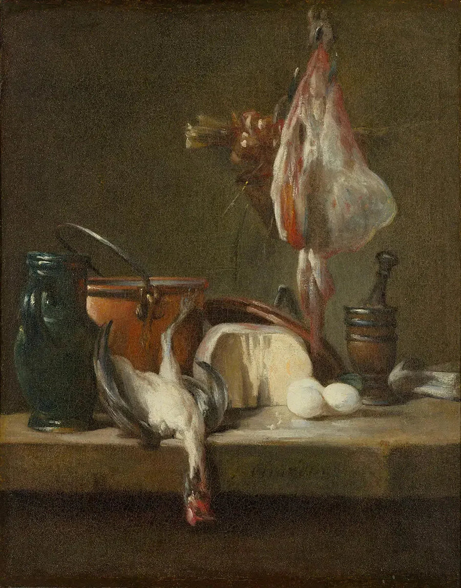 Doğa Manzarası ve Yılanbalığı ile Soğan Sepeti - Jean Simeón Chardin