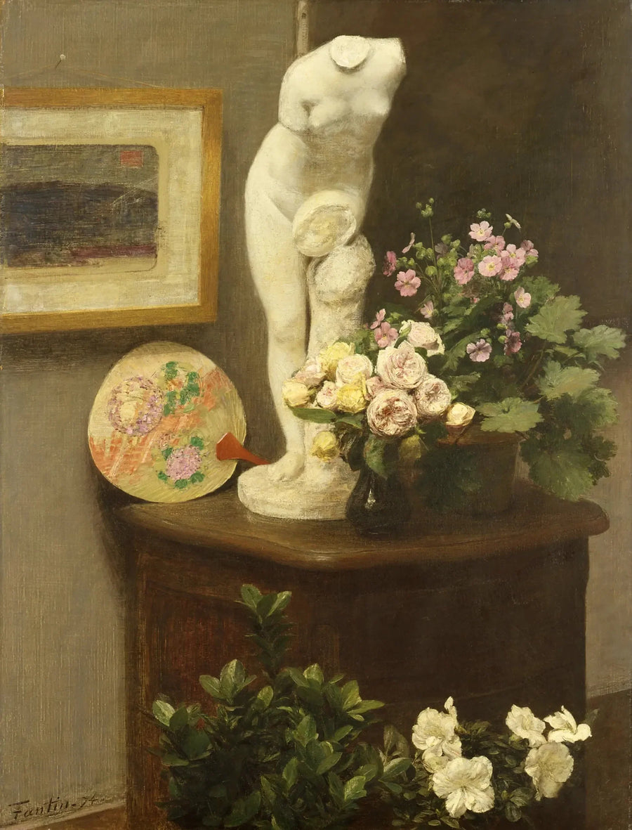 Doğa Manzarası ve Çiçeklerle Göğüs - Henri Fantin-Latour