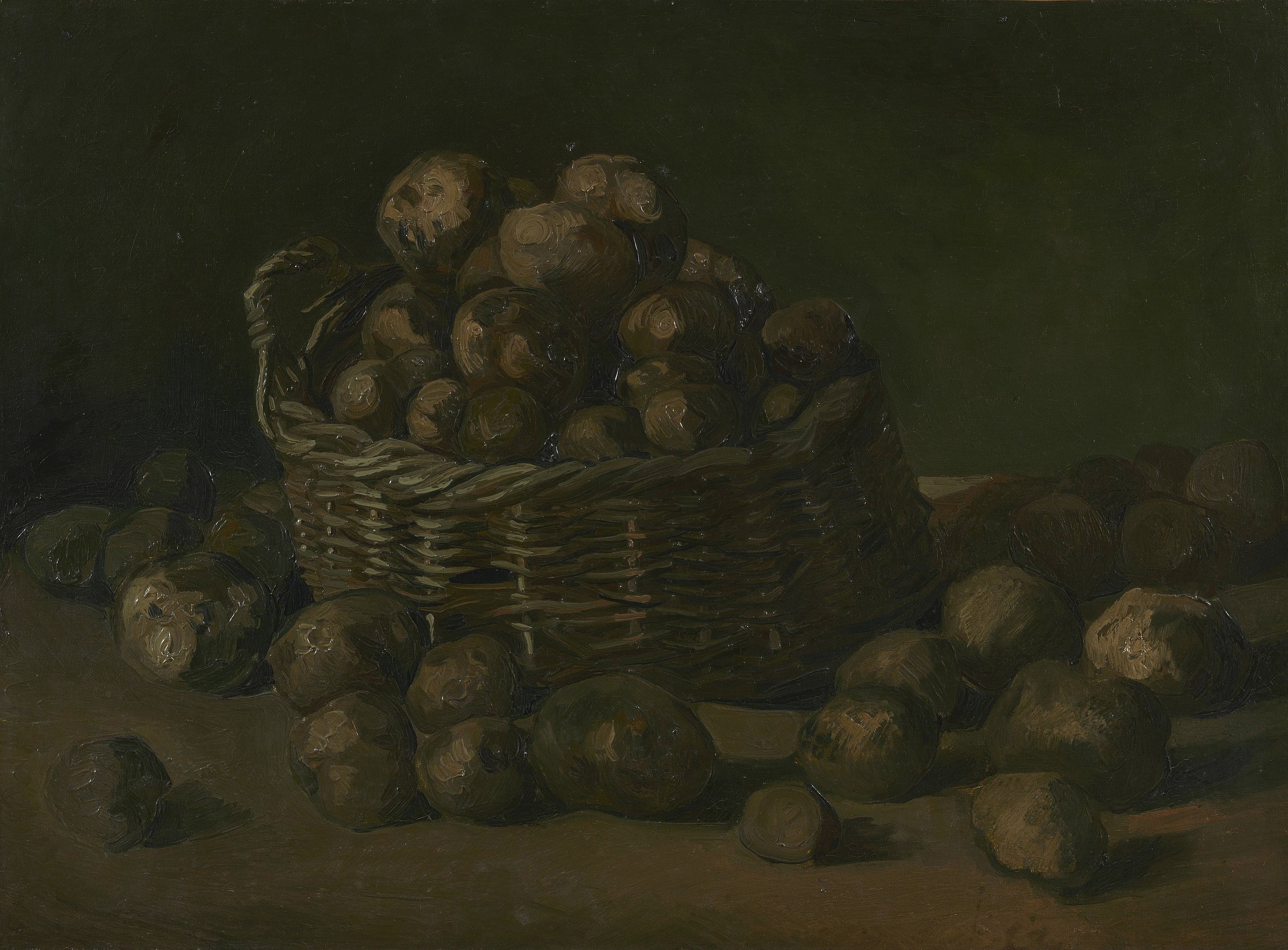 Reproduction du tableau « Nature morte avec un panier de pommes de terre - Vincent van Gogh » par Alpha Reproduction en peinture à l’huile