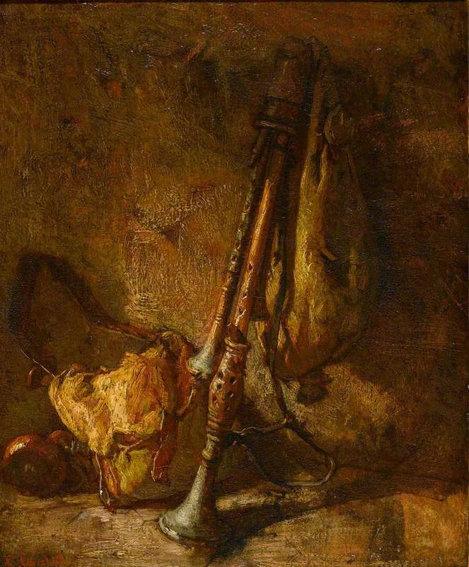 Nature morte avec une cornemuse - Thomas Couture image 1 reproduction de peinture à l’huile
